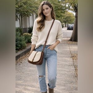 Fossil Brown Leather Flap Crossbody Bag Saddle Boho Vintage Style